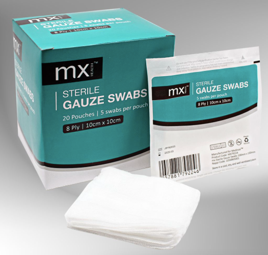 Sterile Gauze Swabs 10x10cm 8ply (20's)