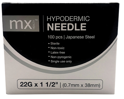 Hypodermic Needle Black - 22G, 0,7mm x 38mm, 100's