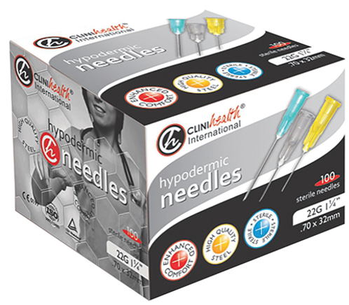 Hypodermic Needle Black - 22G, 0,7mm x 32mm, 100’s
