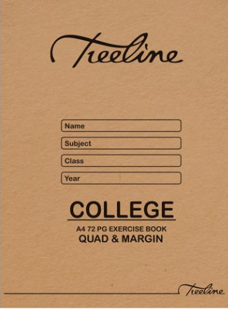 College Exercise Books - A4 72 pg Quad & Margin