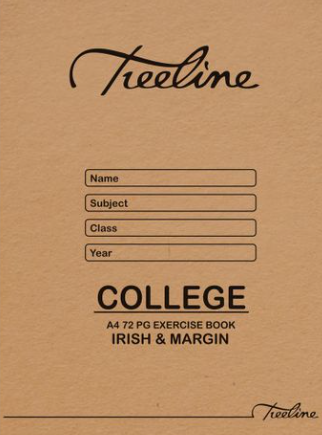 College Exercise Books - A4 72 pg Irish & Margin