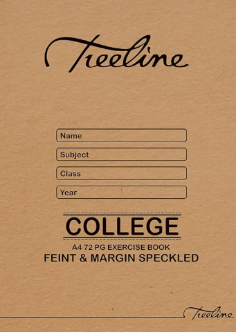 College Exercise Books - A4 72 pg Feint & Margin Speckled