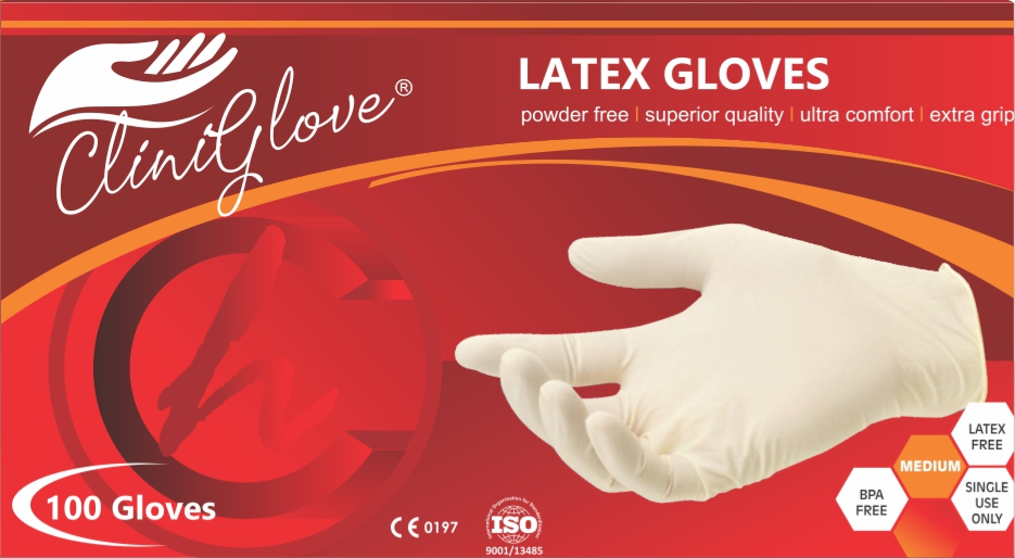 Latex Gloves Powder Free – Medium 100s - Image 1